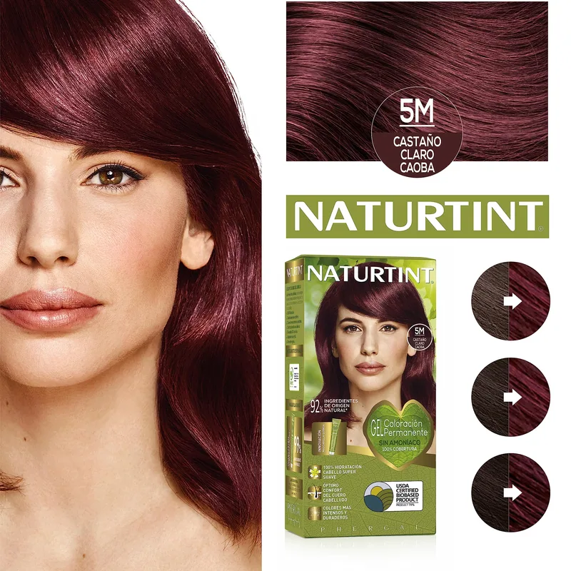 Naturtint Biobased Coloración Tono 5M Castaño Claro Caoba 170 ml - pack de 3 unidades
