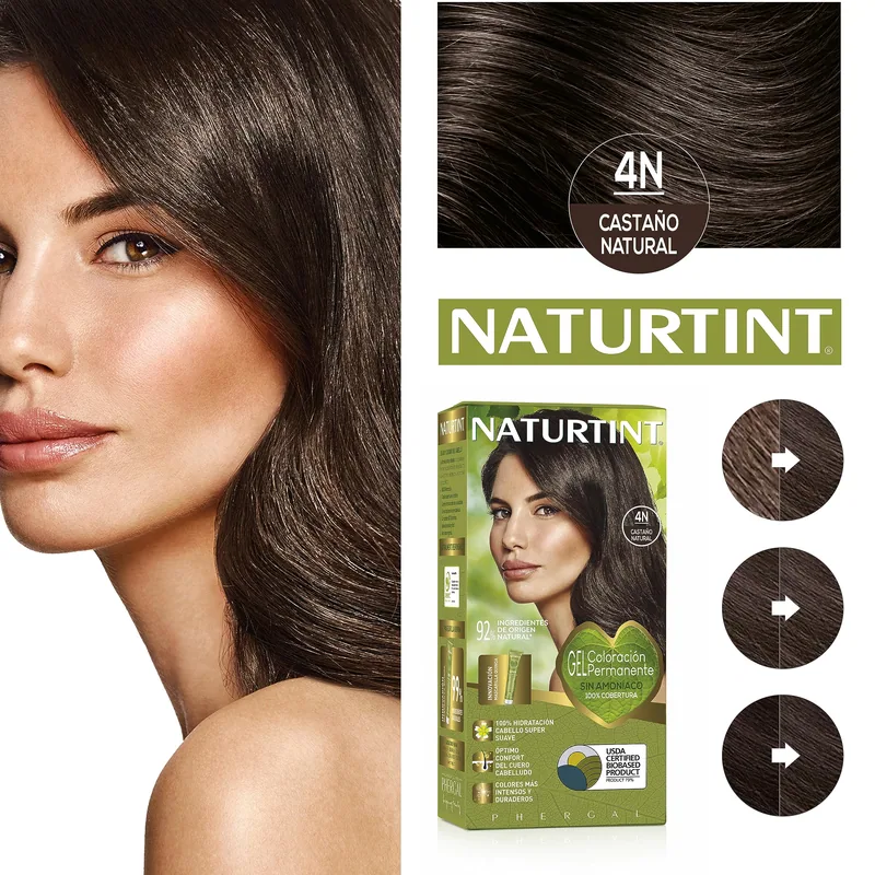 Naturtint Biobased Coloración Tono 4N Castaño Natural 170 ml - pack de 3 unidades