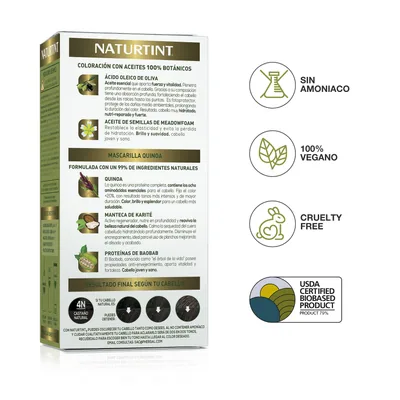 Naturtint Biobased Coloración Tono 4N Castaño Natural 170 ml - pack de 3 unidades – foto 6