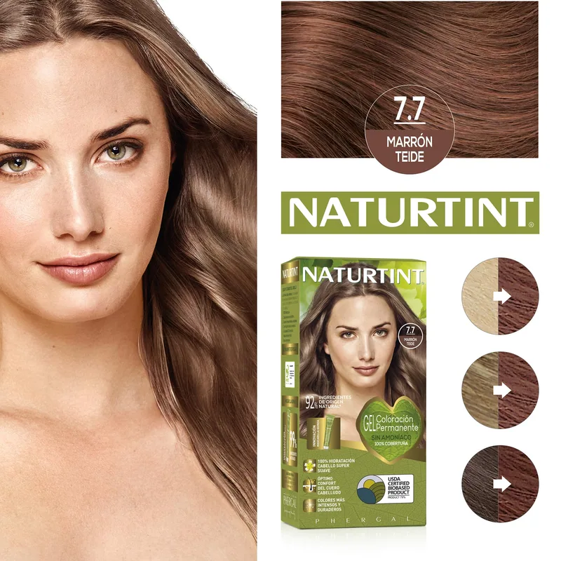 Naturtint Biobased Coloración Tono 7.7 Marrón Teide 170 ml - pack de 3 unidades