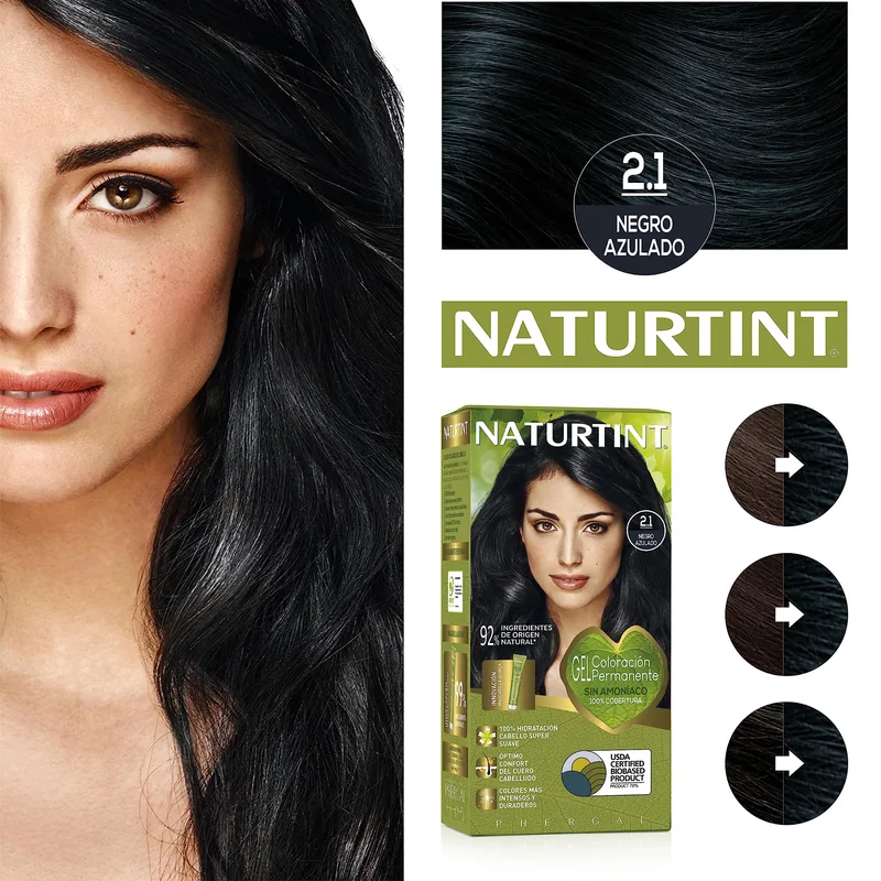 Naturtint Biobased Coloración Tono 2.1 Negro Azulado 170 ml - pack de 3 unidades
