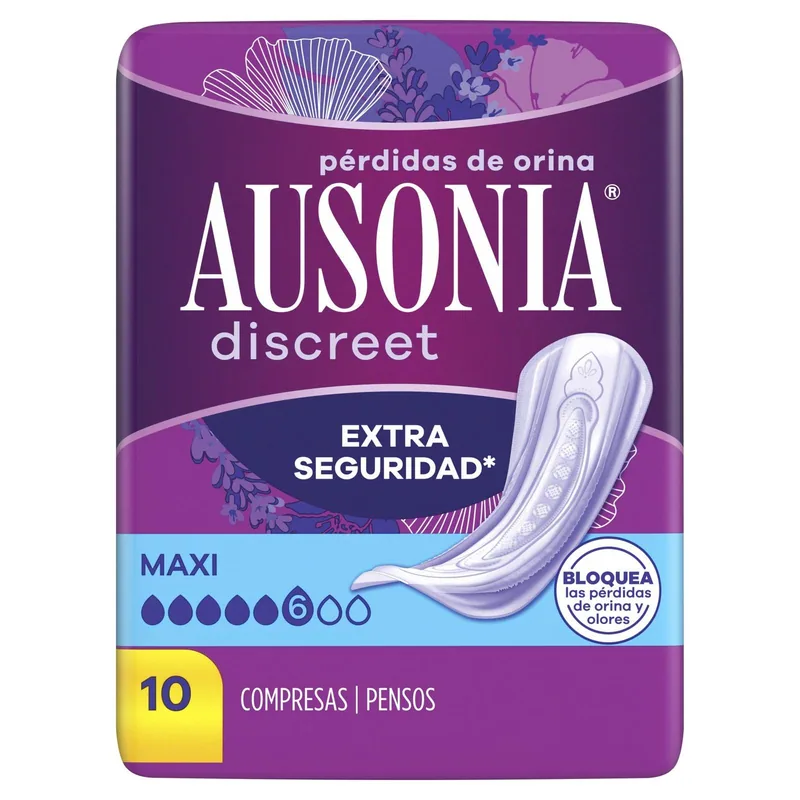 Ausonia Compresas Discreet Maxi 10 compresas - pack de 4 unidades