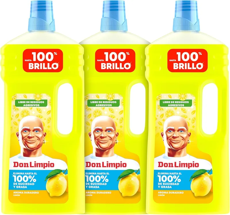 Don Limpio Detergente friegasuelos multiusos limón 1,5 l - pack de 9 unidades