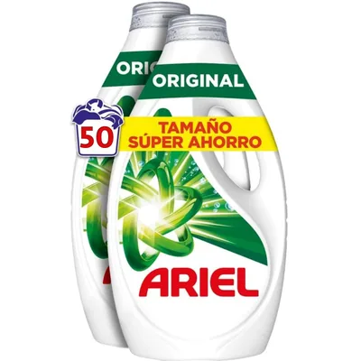 Ariel detergente líquido regular 25 dosis limón (pack de 2)