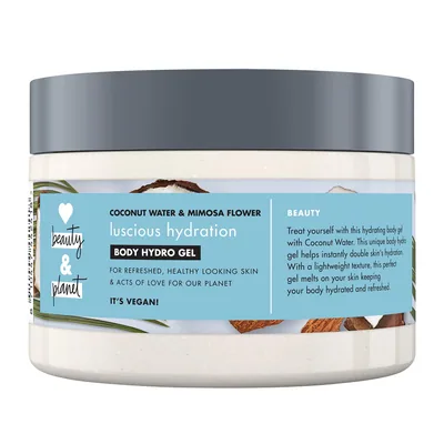 Love Beauty And Planet Hidrogel corporal, Agua de Coco y Flor de Mimosa Vegano (pack de 4)