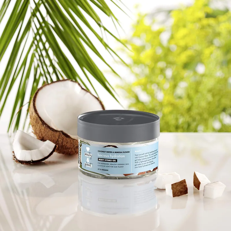 Love Beauty And Planet Hidrogel corporal, Agua de Coco y Flor de Mimosa Vegano 250 ml - pack de 4 unidades