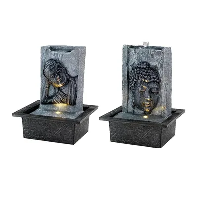 Fuente de Buda para Exterior con LED 18x21x27 cm