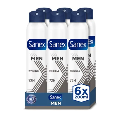 Sanex Men Invisible Desodorante Antitranspirante Spray 200 ml (pack de 6)