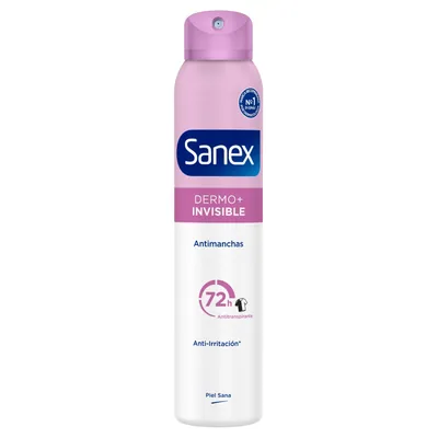 Sanex Dermo+ Invisible Desodorante Antitranspirante Antimanchas Spray 200 ml (pack de 6)
