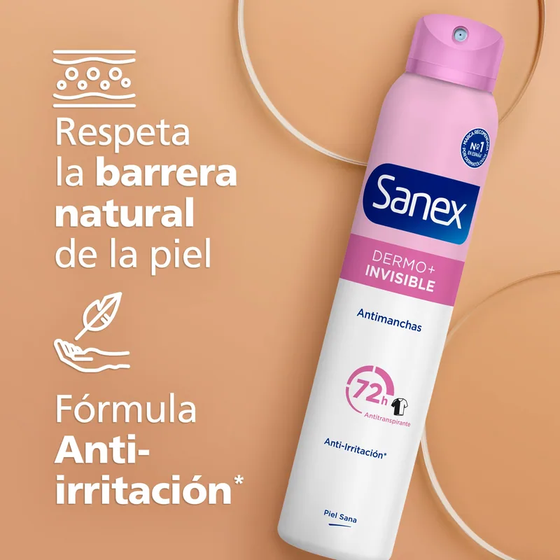Sanex Dermo+ Invisible Desodorante Antitranspirante Antimanchas Spray 200 ml - pack de 6 unidades