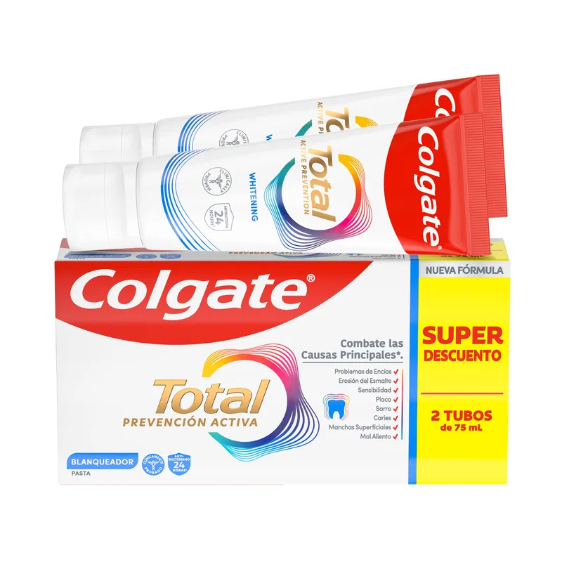 Colgate Total Prevención Activa blanqueador pasta de dientes 75 ml - pack de 6 unidades