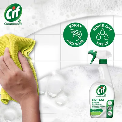 Cif Crema limpiadora spray blanco multiusos baño y cocina 650 ml - pack de 12 unidades – foto 1