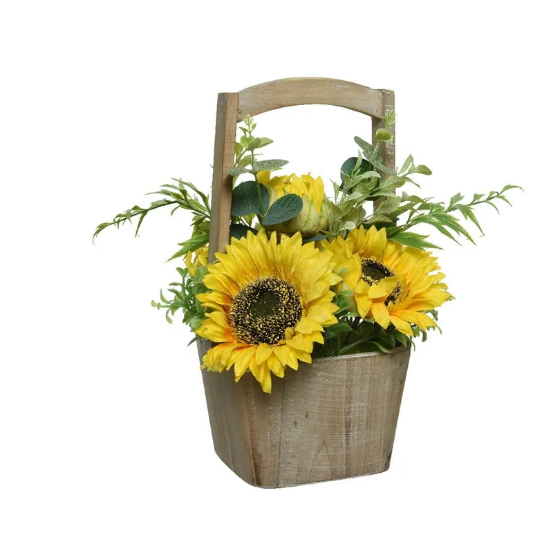 Everlands Girasol artificial en maceta 23x23x31 cm - 1 unidad