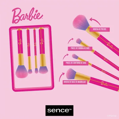 Sence Barbie Juego de 4 Brochas de Maquillaje, Rosa - pack de 4 unidades – foto 7