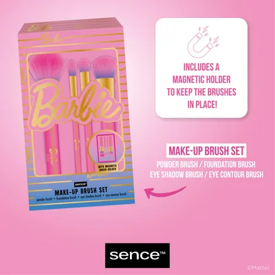 Sence Barbie Juego de 4 Brochas de Maquillaje, Rosa - pack de 4 unidades – foto 3